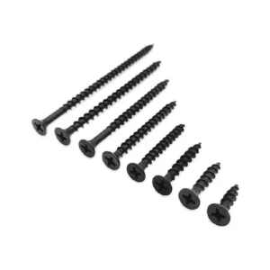 黑鋼十字木螺絲與自攻螺絲組合,螺絲可直接咬入材料,不需螺帽即可固定。