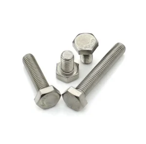 不鏽鋼六角螺栓示意圖,螺栓需搭配螺帽使用,是重型機械與結構件常用的高強度扣件。