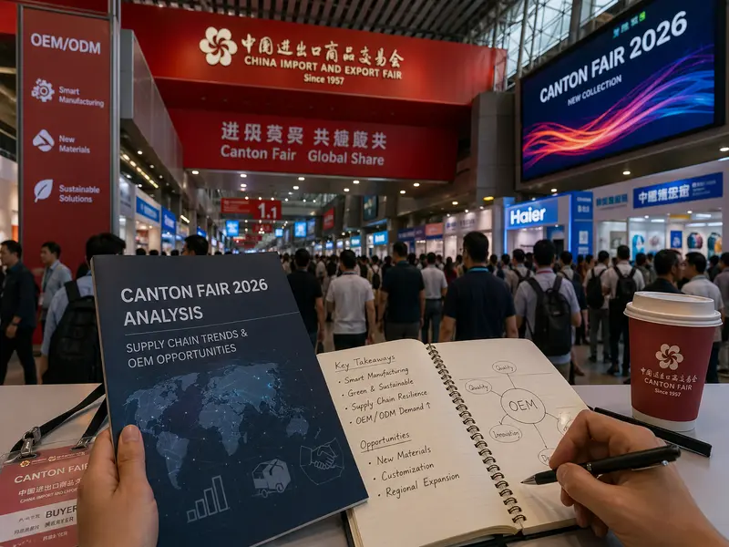 Canton Fair 2026 exhibition hall crowded with global buyers and suppliers