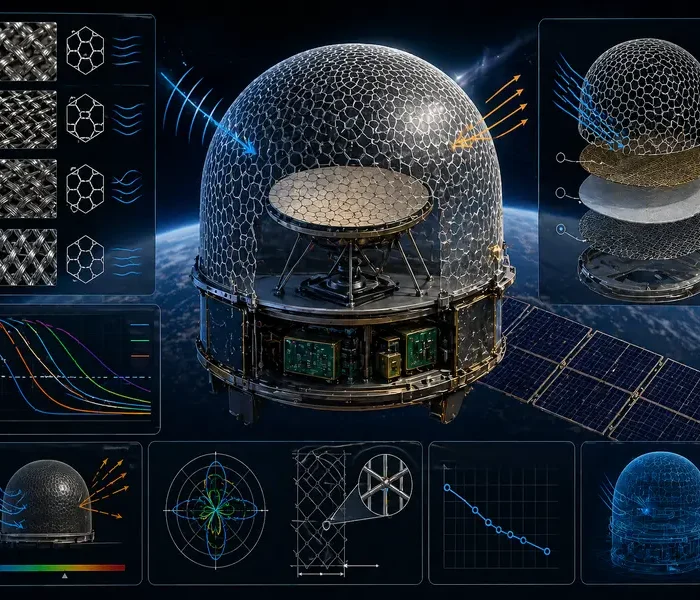 LEO satellite radome metal mesh structure design and material configuration diagram